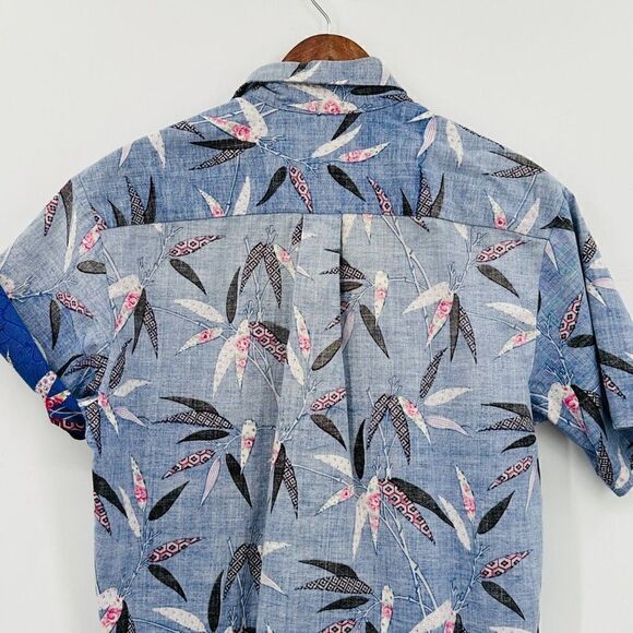 Vintage Hawaiian Reverse Print Tunic Shirt Womens Small Pacific Coast Blue Pink - Picture 8 of 10